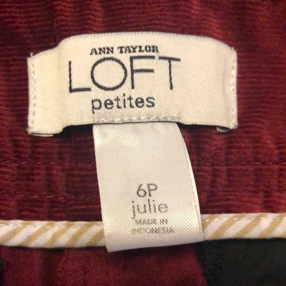 Ann Taylor LOFT Julie Corduroy Straight Leg Soft Stretch Pants/ Slacks Red 6P - Picture 2 of 8